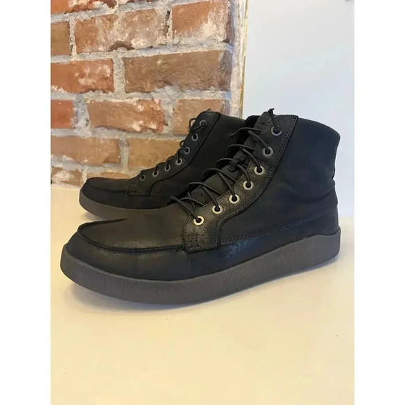 OluKai‎ Black Leather Waterproof Boots Men’s Size US 12/EU 45 - Picture 1 of 7